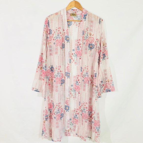 Jorja Tops - Jorja Sheer Floral Top BoHo Coverup Size Large